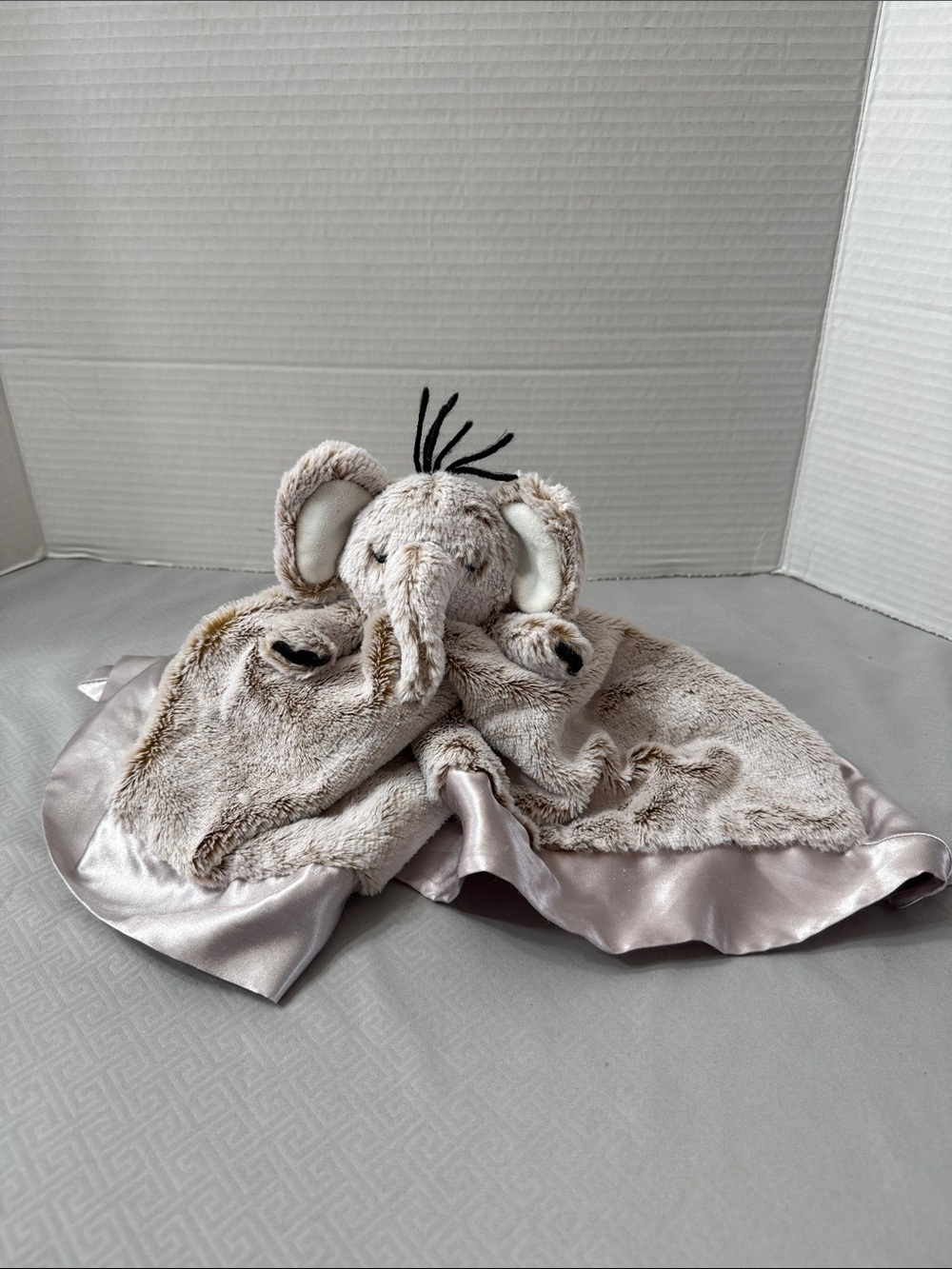 Lucy Darling Plush Elephant Lovey Security Blanket Satiny Trim